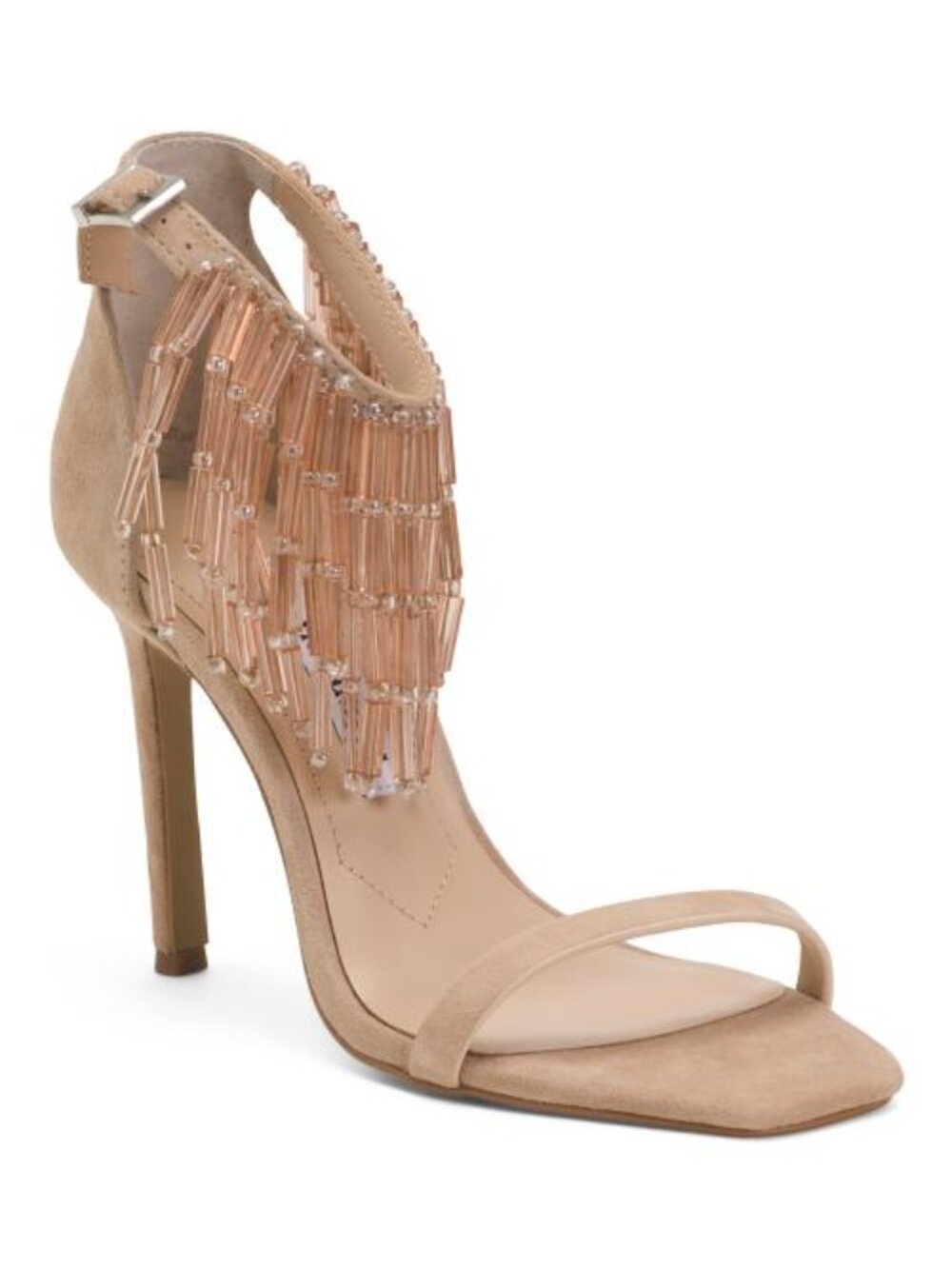 CHARLES DAVID Suede Enrich Fringe Heels